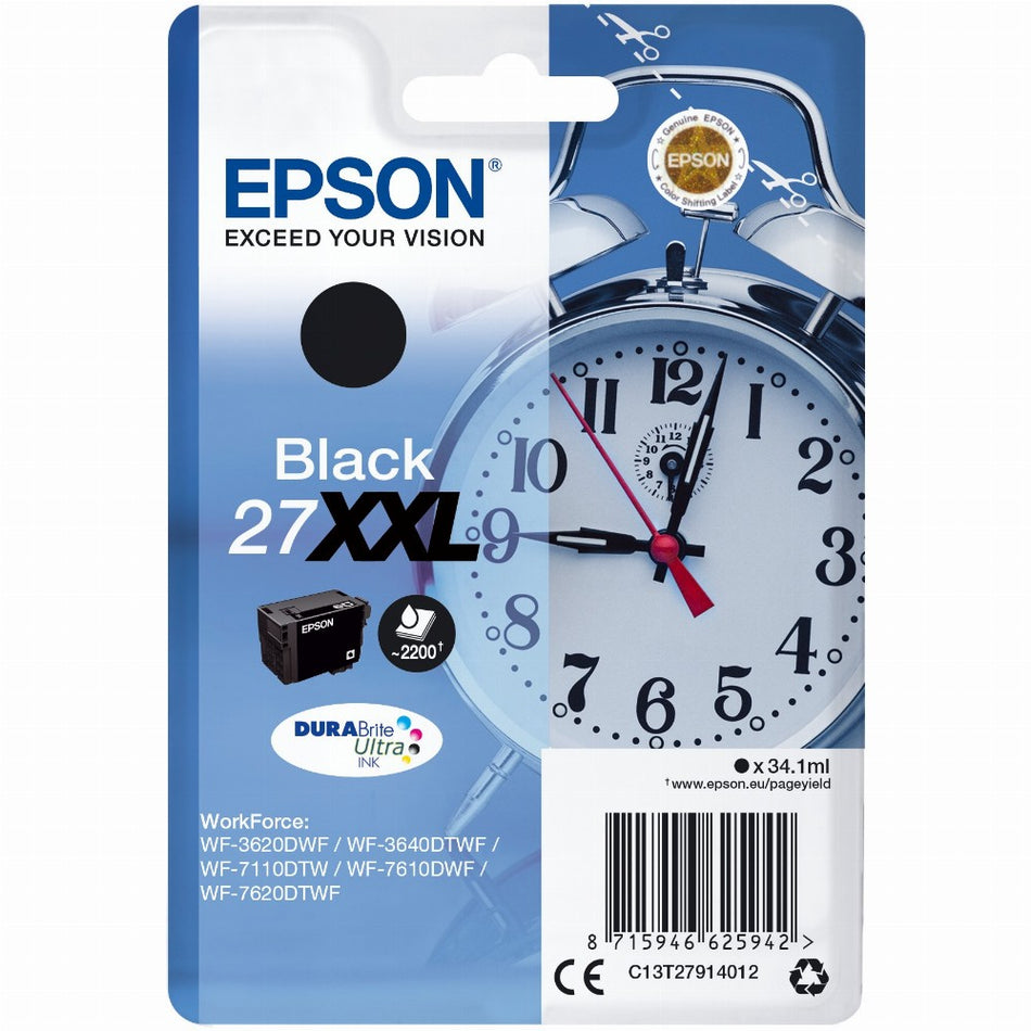 Epson Tinte 27XXL C13T27914012 Schwarz bis zu 2.200 Seiten