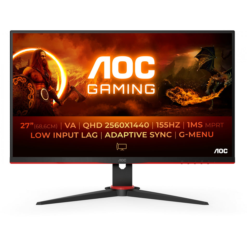 68,6cm/27" (2560x1440) AOC Gaming G2 Q27G2E/BK QHD LED 155Hz 1ms 2xHDMI DP Black/Red