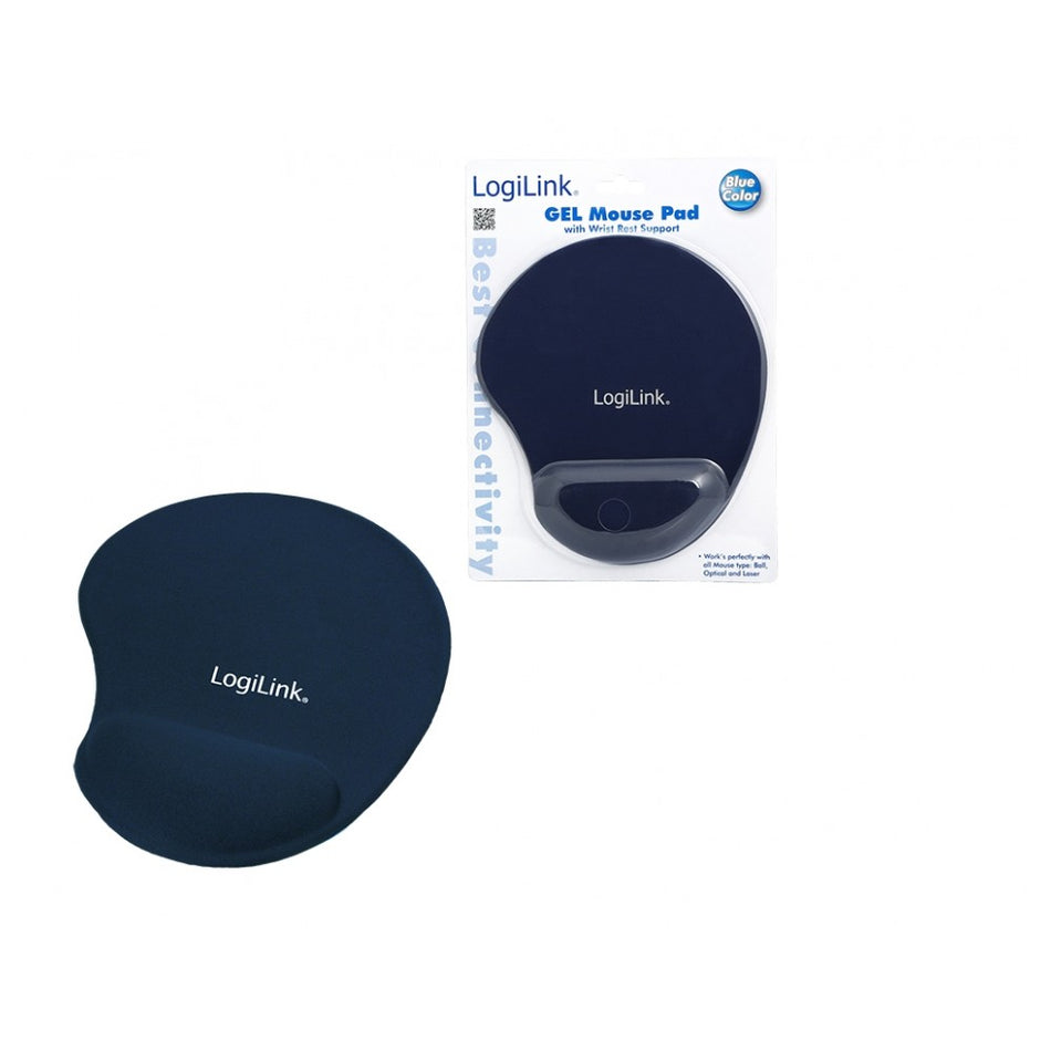 LogiLink Mauspad mit Silikongel Handballenauflage Blau