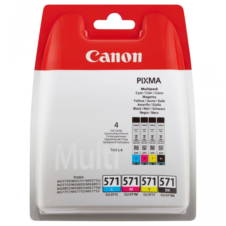 Canon Tinte CLI-571 0386C005 Multipack (BKMCY) bis zu 349 Seiten gemäß ISO/IEC 24711