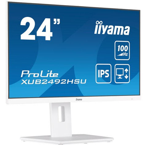 61cm/24" (1920x1080) iiyama ProLite XUB2492HSU-W6 16:9 FHD IPS 100Hz 0,4ms HDMI DP Pivot Speaker White